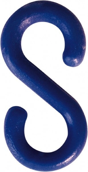 NMC - 1-1/2" High x 1/4" Long x 4" Wide Barrier S-Hook - Plastic, Uncoated, Blue, Use with Plastic Chain - Exact Tooling