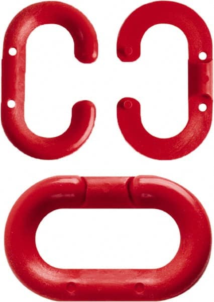 NMC - 1-1/2" High x 1/4" Long x 4" Wide Barrier Connecting Link - Plastic, Uncoated, Red, Use with Plastic Chain - Exact Tooling