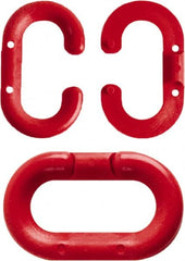NMC - 1-1/2" High x 1/4" Long x 4" Wide Barrier Connecting Link - Plastic, Uncoated, Red, Use with Plastic Chain - Exact Tooling
