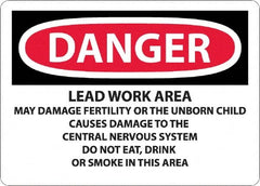 NMC - "Danger - Lead Work Area May Damage Fertility Or The Unborn Child", 10" Long x 14" Wide, Rigid Plastic Safety Sign - Rectangle, 0.05" Thick, Use for Hazardous Materials - Exact Tooling