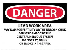 NMC - "Danger - Lead Work Area May Damage Fertility Or The Unborn Child", 10" Long x 14" Wide, Pressure-Sensitive Vinyl Safety Sign - Rectangle, 0.0045" Thick, Use for Hazardous Materials - Exact Tooling