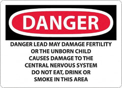 NMC - "Danger - Lead May Damage Fertility or the Unborn Child", 10" Long x 14" Wide, Rigid Plastic Safety Sign - Rectangle, 0.05" Thick, Use for Hazardous Materials - Exact Tooling