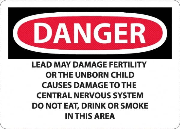NMC - "Danger - Lead May Damage Fertility or the Unborn Child", 10" Long x 14" Wide, Aluminum Safety Sign - Rectangle, 0.04" Thick, Use for Hazardous Materials - Exact Tooling