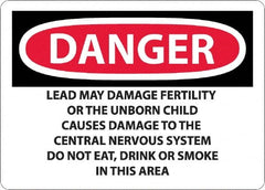 NMC - "Danger - Lead May Damage Fertility or the Unborn Child", 10" Long x 14" Wide, Aluminum Safety Sign - Rectangle, 0.04" Thick, Use for Hazardous Materials - Exact Tooling