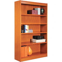 ALERA - 5 Shelf, 60" High x 35.63" Wide Bookcase - 11-3/4" Deep, Wood Veneer, Medium Cherry - Exact Tooling