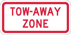 NMC - "Tow Away Zone", 12" Wide x 6" High, Aluminum No Parking & Tow Away Signs - 0.08" Thick, Red on White, Engineer Grade Reflectivity, Rectangle, Post Mount - Exact Tooling
