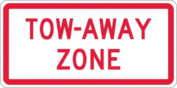 NMC - "Tow Away Zone", 12" Wide x 6" High, Aluminum No Parking & Tow Away Signs - 0.063" Thick, Red on White, Rectangle, Post Mount - Exact Tooling