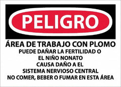 NMC - "Peligro - Area De Trabajo Con Plomo", 10" Long x 14" Wide, Paper Safety Sign - Rectangle, Use for Hazardous Materials - Exact Tooling