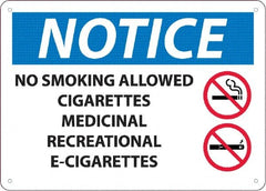 NMC - "No Smoking Allowed, Cigarettes, Medicinal,Recreational,E-Cigs", 10" Long x 14" Wide, Rigid Plastic Safety Sign - Rectangle, 0.05" Thick, Use for Smoking Regulations - Exact Tooling