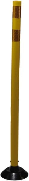 PRO-SAFE - 48" High x 3" Wide Reflective Tubular Surface Mount Delineator - Urethane, 4 Lbs, Yellow - Exact Tooling