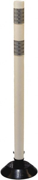 PRO-SAFE - 48" High x 3" Wide Reflective Tubular Surface Mount Delineator - Urethane, 4 Lbs, White - Exact Tooling