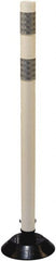 PRO-SAFE - 48" High x 3" Wide Reflective Tubular Surface Mount Delineator - Urethane, 4 Lbs, White - Exact Tooling
