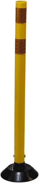 PRO-SAFE - 36" High x 3" Wide Reflective Tubular Surface Mount Delineator - Urethane, 3 Lbs, Yellow - Exact Tooling