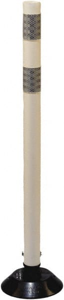 PRO-SAFE - 36" High x 3" Wide Reflective Tubular Surface Mount Delineator - Urethane, 3 Lbs, White - Exact Tooling