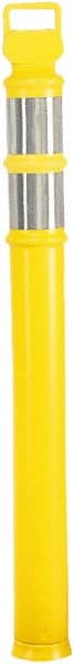 PRO-SAFE - 46" High x 4" Wide Reflective Delineator Post - High Density Polyethylene (HDPE), 3 Lbs, Yellow - Exact Tooling