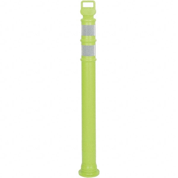 PRO-SAFE - 46" High x 4" Wide Reflective Delineator Post - High Density Polyethylene (HDPE), 3 Lbs, Lime - Exact Tooling