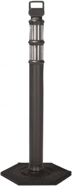 PRO-SAFE - 46" High x 4" Wide Reflective Delineator Post - High Density Polyethylene (HDPE), 3 Lbs, Black - Exact Tooling