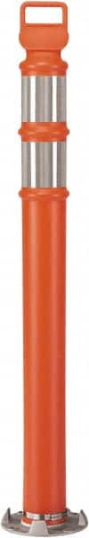 PRO-SAFE - 46" High x 4" Wide Reflective Delineator Post - High Density Polyethylene (HDPE), 5 Lbs, Orange - Exact Tooling