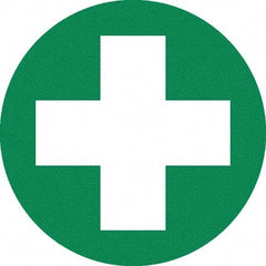 NMC - First Aid Cross Graphic, Hard Hat Label - White on Green, 0.045" Thick, For Certified Operator - Exact Tooling