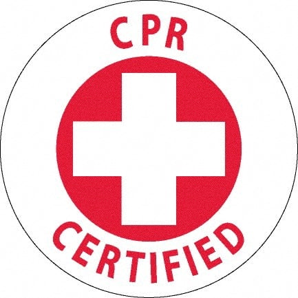 NMC - CPR Certified, Hard Hat Label - Red on White, 0.045" Thick, For Certified Operator - Exact Tooling