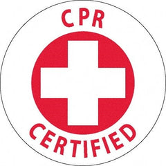 NMC - CPR Certified, Hard Hat Label - Red on White, 0.045" Thick, For Certified Operator - Exact Tooling