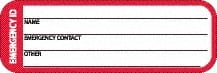 NMC - Emergency ID - Name ____ Emergency Contact ____, Hard Hat Label - Black/Red/White, 0.045" Thick, For Accident Prevention - Exact Tooling