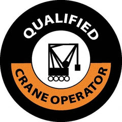 NMC - Qualified Crane Operator, Hard Hat Label - Black/Orange/White, 0.045" Thick, For Accident Prevention - Exact Tooling
