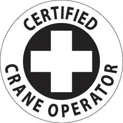 NMC - Certified Crane Operator, Hard Hat Label - Black on White, 0.045" Thick, For Accident Prevention - Exact Tooling