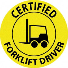 NMC - Certified Forklift Driver, Hard Hat Label - Black on Yellow, 0.045" Thick, For Accident Prevention - Exact Tooling