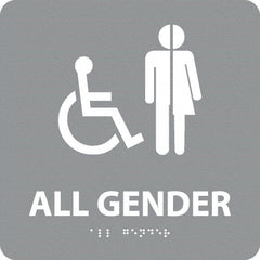 NMC - "All Gender", 8" Long x 8" Wide, Gravoply (Engraved) Safety Sign - Square, 0.25" Thick, Use for Restroom, Janitorial & Housekeeping - Exact Tooling