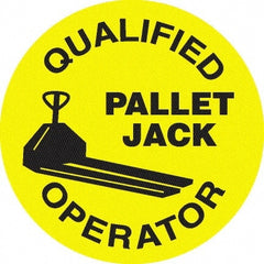 NMC - Qualified Pallet Jack Operator, Hard Hat Label - Black on Yellow, 0.045" Thick, For Accident Prevention - Exact Tooling