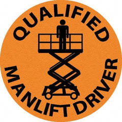 NMC - Qualified Man Lift Driver, Hard Hat Label - Black on Orange, 0.045" Thick, For Accident Prevention - Exact Tooling