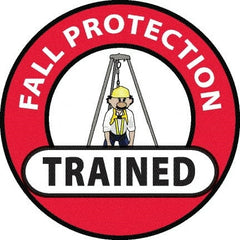 NMC - Fall Protection Trained, Hard Hat Label - Red/Black/Yellow/White, 0.045" Thick, For Accident Prevention - Exact Tooling