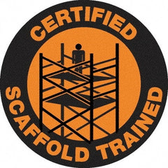 NMC - Certified Scaffold Trained, Hard Hat Label - Black on Orange, 0.045" Thick, For Certified Operator - Exact Tooling