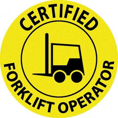 NMC - Certified Forklift Operator, Hard Hat Label - Black on Yellow, 0.045" Thick, For Certified Operator - Exact Tooling