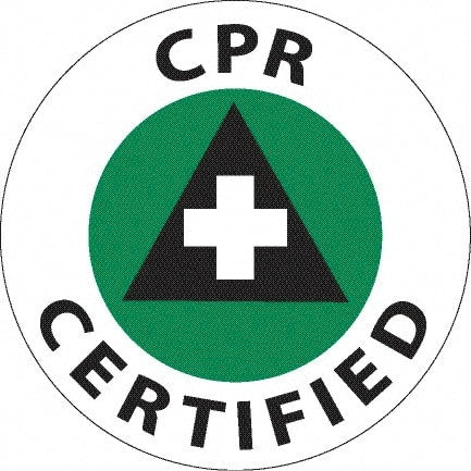 NMC - CPR Certified, Hard Hat Label - Green & Black on White, 0.045" Thick, For Accident Prevention - Exact Tooling