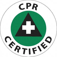 NMC - CPR Certified, Hard Hat Label - Green & Black on White, 0.045" Thick, For Accident Prevention - Exact Tooling
