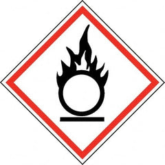 NMC - Hazardous Materials Label, Header: Oxidizer Warning - Legend: GHS - Graphic, English, Black & Red, 4" Long x 4" High, No Coating - Exact Tooling