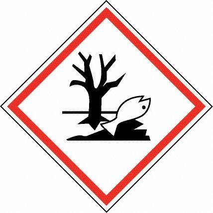NMC - Hazardous Materials Label, Header: Dangerous for Environment Warning - Legend: GHS - Graphic, English, Black & Red, 4" Long x 4" High, No Coating - Exact Tooling