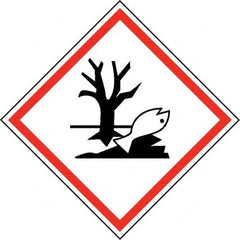 NMC - Hazardous Materials Label, Header: Dangerous for Environment Warning - Legend: GHS - Graphic, English, Black & Red, 2" Long x 2" High, No Coating - Exact Tooling