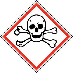 NMC - Hazardous Materials Label, Header: Toxic Warning - Legend: GHS - Graphic, English, Black & Red, 4" Long x 4" High, No Coating - Exact Tooling