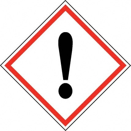 NMC - Hazardous Materials Label, Header: Harmful Irritant Warning - Legend: GHS - Graphic, English, Black & Red, 4" Long x 4" High, No Coating - Exact Tooling