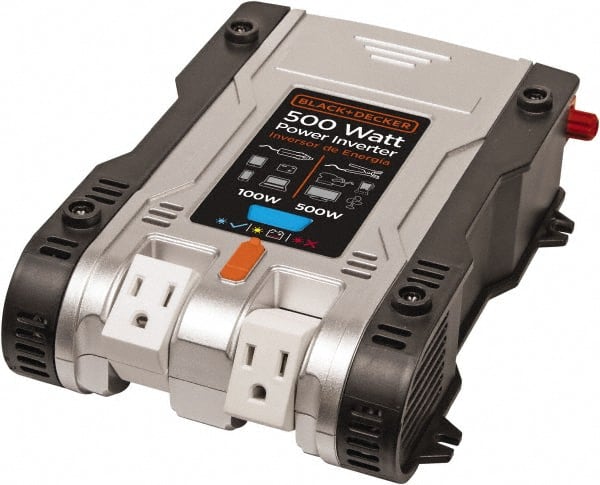 Stanley - 12 VDC Input, 120 VAC Output, 500 Peak Wattage, Power Inverter - 500 Watt Continuous Output Power - Exact Tooling