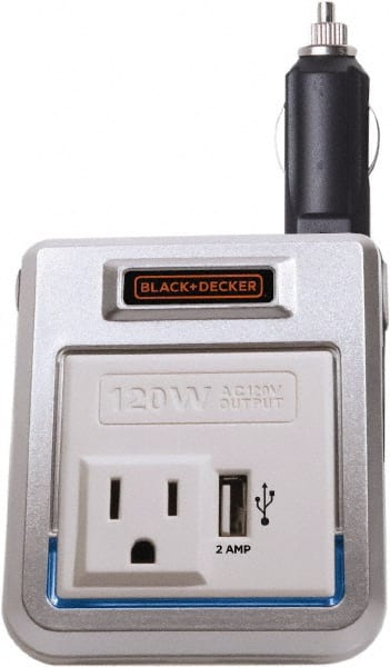 DeWALT - 12 VDC Input, 120 VAC Output, 120 Peak Wattage, Power Inverter - 120 Watt Continuous Output Power - Exact Tooling