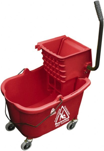 O-Cedar - 33 Qt Plastic Bucket & Wringer - 22" Long x 34" High x 15" Wide, Red - Exact Tooling