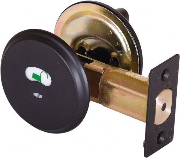 Stanley - 1-3/8 to 2" Door Thickness, Satin Chrome Finish, Occupancy Indicator Deadbolt - Nonhanded Handling, Push in Lever Override, Keyless Cylinder - Exact Tooling
