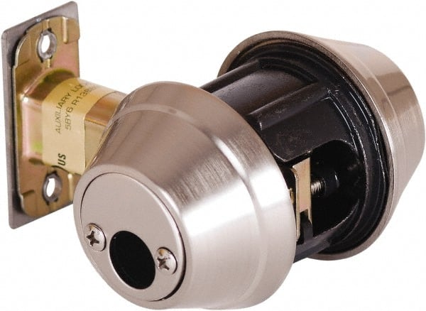 Stanley - 1-3/8 to 2" Door Thickness, Satin Nickel Finish, Occupancy Indicator Deadbolt - Nonhanded Handling, Push in Lever Override, Keyless Cylinder - Exact Tooling