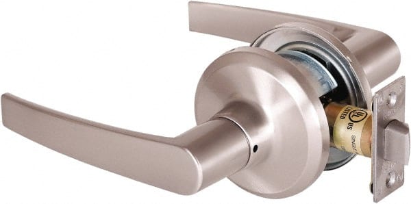 Stanley - Grade 2 Passage Lever Lockset - 2-3/8 & 2-3/4" Back Set, Keyless Cylinder, Brass Alloy, Satin Nickel Finish - Exact Tooling