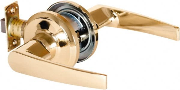 Stanley - Grade 2 Passage Lever Lockset - 2-3/8 & 2-3/4" Back Set, Keyless Cylinder, Brass Alloy, Bright Brass Finish - Exact Tooling