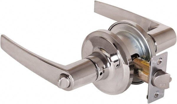 Stanley - Grade 2 Office Lever Lockset - 2-3/8 & 2-3/4" Back Set, Brass Alloy, Satin Chrome Finish - Exact Tooling